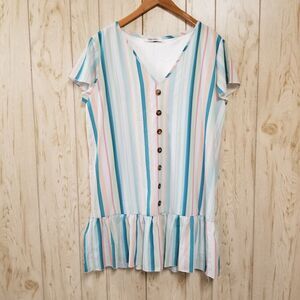 Angashion Multicolor Babydoll Mini Dress XL